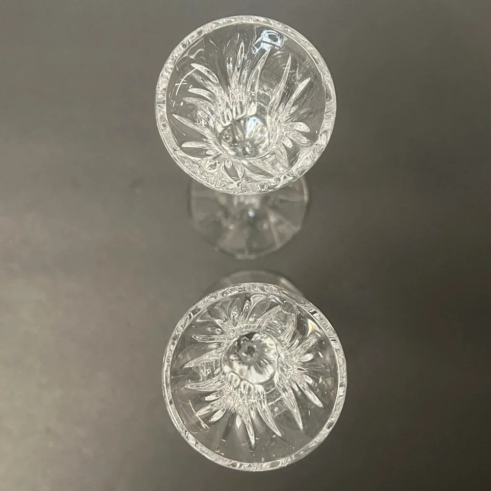 Vintage Crystal Glass Candlestick Holders Set 2 8
